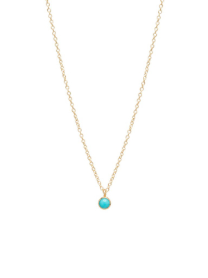 14k Single Turquoise Choker Pendant Necklace | December Birthstone