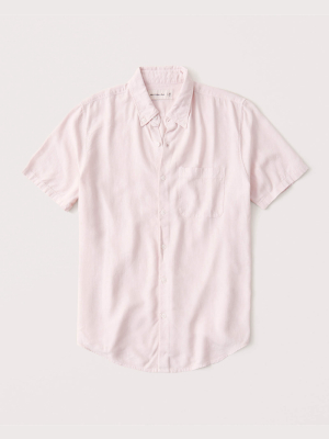 Lightweight Linen-blend Short-sleeve Shirt