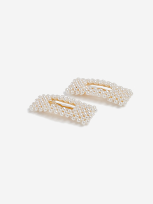 **pack Of 2 Square Pearl Hair Snaps