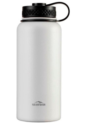 Monoprice Vacuum Sealed Wide Mouth Water Bottle - White - 32oz. | Bpa Free, Insulated, Sweatproof, Hot And Cold - Pure Outdoor Collection