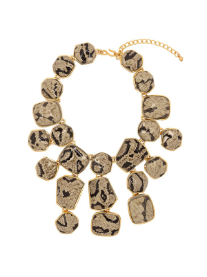 Snake Skin Print Bib Necklace