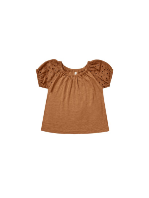 Rylee + Cru Puff Sleeve Tee - Cinnamon