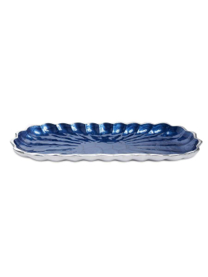 Julia Knight Peony 14" Rectangular Tray In Sapphire