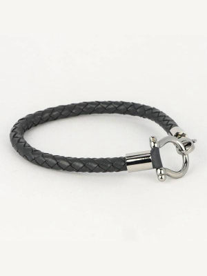 Jean Claude Grey Leather With Small "d" Clamp Closure Bracelet