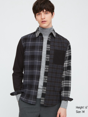 Men Flannel Checked Long-sleeve Shirt