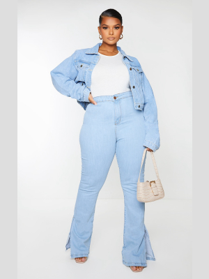 Prettylittlething Plus Light Blue Wash Cropped...