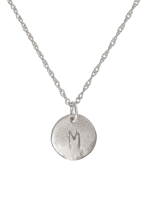 Initial Letter Midi Disc - 14k White Gold Necklace