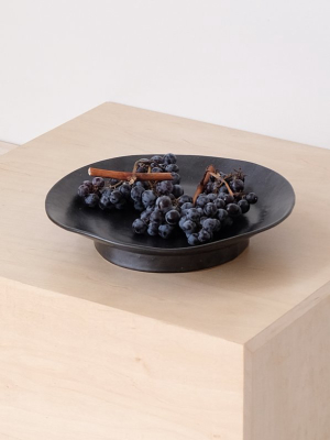 Len Carella Small Round Pedestal Platter: Black