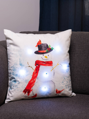 20"x20" Oversize Snowman Light Up Square Throw Pillow White - Surefit