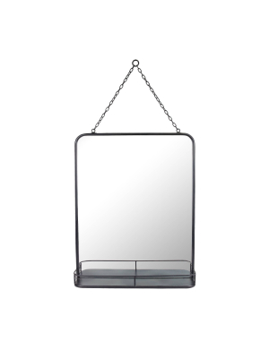 Rectangle Metal Decorative Wall Mirror With Shelf - Stonebriar Collection