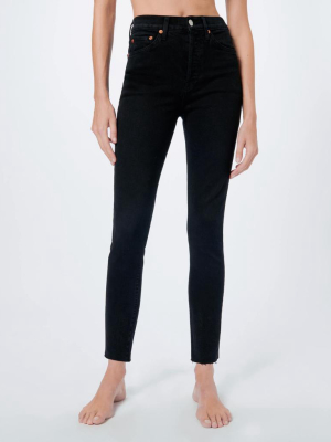 Comfort Stretch High Rise Ankle Crop - Black