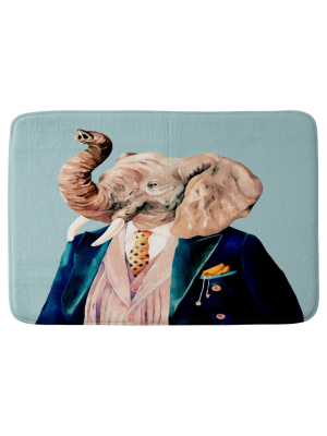 Animal Crew Mr. Elephant Cushion Bath Mat (36"x24") Blue - Deny Designs