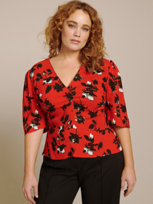 Short Sleeve Blouse With Ruched Detail