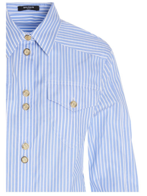 Balmain Pinstriped Classic Collar Shirt