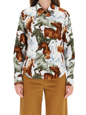 Kenzo All Over Horse Print Quilted Shirt