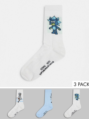 Asos Design Sport Socks With Rick & Morty Design 3 Pack