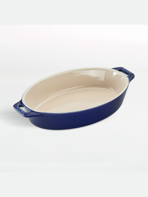 Staub ® 9"x6" Dark Blue Ceramic Oval Roasting Dish