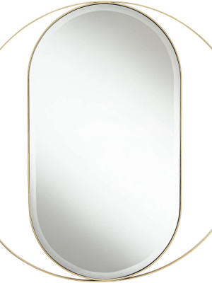 Possini Euro Design Maisha 33" Round Gold Frame Oval Wall Mirror