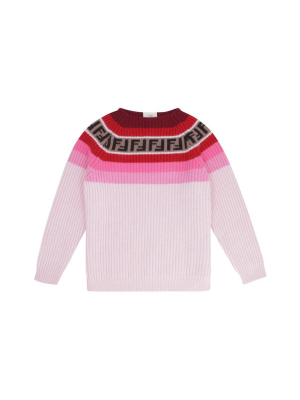 Fendi Kids Striped Rib Knit Jumper