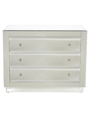 Beveled Mirror 3 Drawer Chest With Back Painted Gray