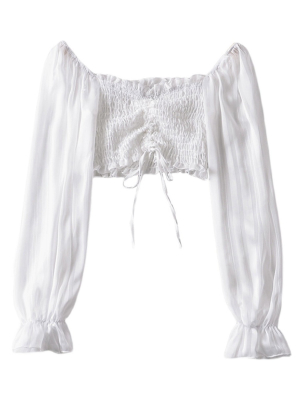 'katie' Ruched Drawstring Cropped Blouse