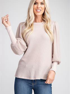 Banded Sleeve Top - Taupe