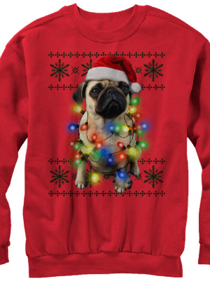 Men's Lost Gods Ugly Christmas Pug Lights Sweatshirt