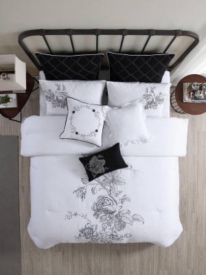 Modern Threads 8 Piece Fashion Comforter Set Cascading Floral.