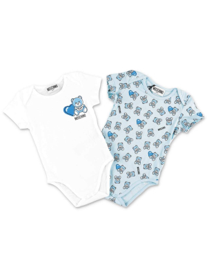 Moschino Kids Two-pack Teddy Bear Printed Babygrow Set