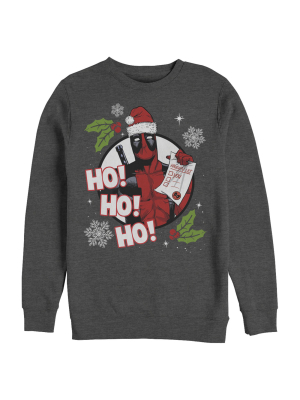 Men's Marvel Deadpool Santa Naughty List Holiday Sweatshirt