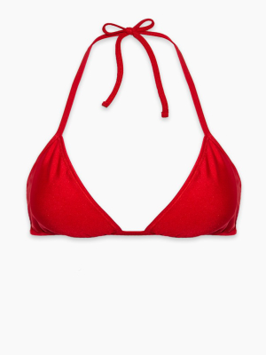 Carly Halter Triangle Bikini Top (curves) - Red