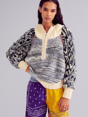 Uo Fawn Sherpa Half-zip Sweater