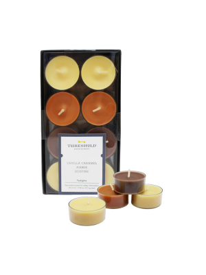 .31" 24pk Tealight Candle Set Vanilla Caramel/amber/bonfire - Threshold™