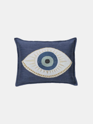 Evil Eye Applique Pillow, Lumbar