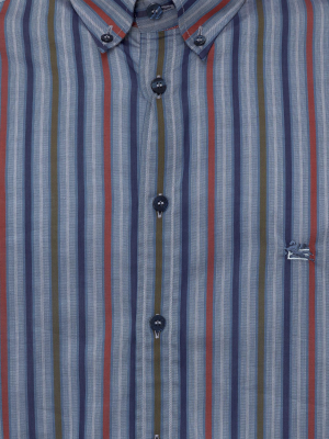 Etro Logo Embroidered Striped Shirt