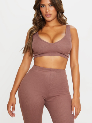 Shape Mauve Rib Cup Detail Crop Top