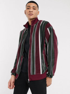 Asos Design Oversized Polar Fleece Track Top In Stripes