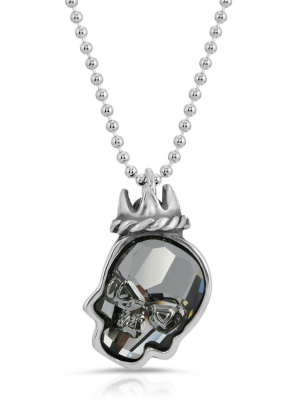 Clear Black Crown Skull Necklace