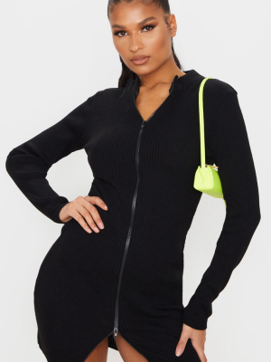 Black Double Ended Zip Knitted Dress