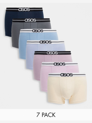 Asos Design 7-pack Boxer Briefs With Asos Branded Waistband