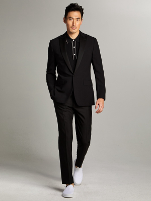 Sutton Peak Lapel Tuxedo Jacket In Black Italian Wool