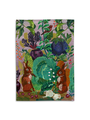 Rabbits In The Cabbage Patch Tea Towel