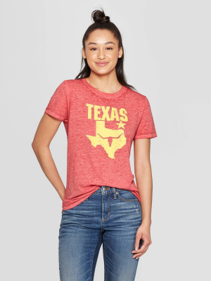 Women's Casual Fit Short Sleeve Crewneck Texas Longhorn Graphic T-shirt - Modern Lux Red