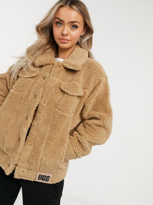 Ugg Frankie Shearling Trucker Jacket In Camel