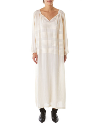 Stripe-paneled Nightgown (douceur-ivory)