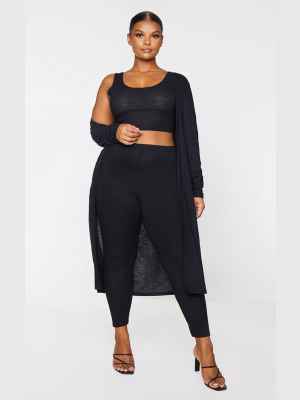 Plus Black Knitted 3 Piece Legging Set