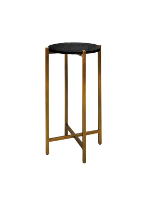 Fitz Cigar Table Antique Brass And Black Faux Shagreen