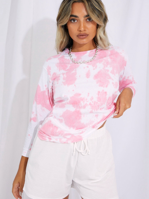 Petite Pink Acid Wash Tie Dye Oversized Long...