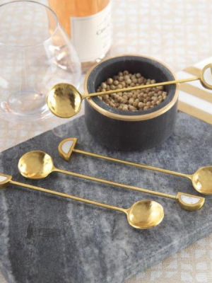 Fez Small Tea Spoons - 1 Set - Gold & White