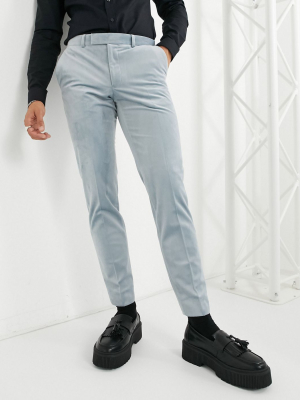 Moss London Velvet Suit Pants In Gray